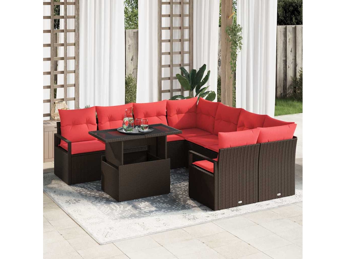 Vidaxl Conjunto De Sofá De Jardim 9 Unid. 8-número De Lugares