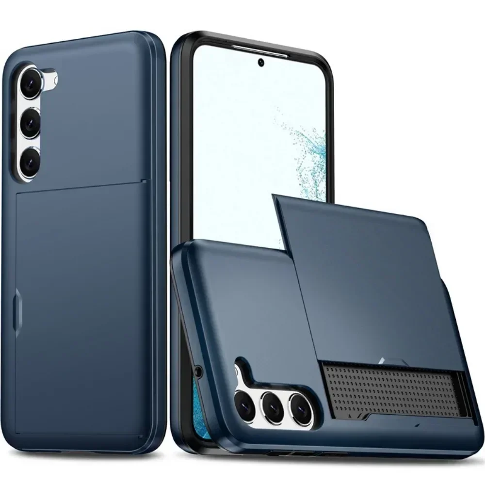 Capa Carteira À Prova De Choque (azul Marinho) Para Slot De Cartão Sim Da Samsung (galaxy S26 Plus)