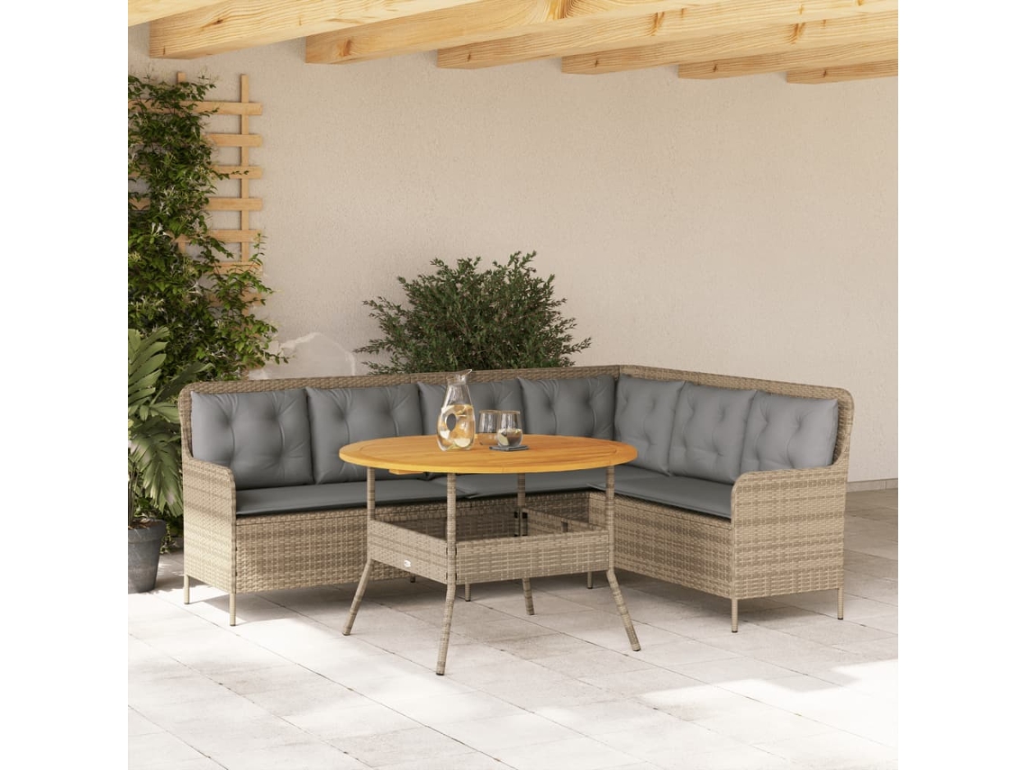 Vidaxl 2 Pcs Conjunto De Sofás P/ Jardim Com Almofadões Vime Pe Bege