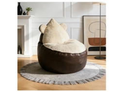 Sofá Relax Individual - Design Em Forma De Urso Com Orelhas Arredondadas E Perfil Acolchoado - Castanho