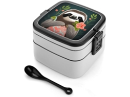 Marmita Bento Fofa De Camada Dupla Com Design Minimalista Moderno, Empilhável, À Prova De Vazamentos, Formato Retangular