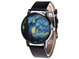 Reloj De Pulsera Unisex De Cuarzo Con Correa De Cuero Pu Zhoulianfa (negro)