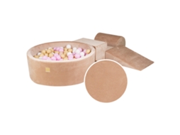 Conjunto de Jogos de Espuma com Caixa de Areia 200 Bolas de 7Cm Veludo de Veludo Cotelê na Cor Areia Bolas: Rosa Pastel Branco Bege MEOWBABY