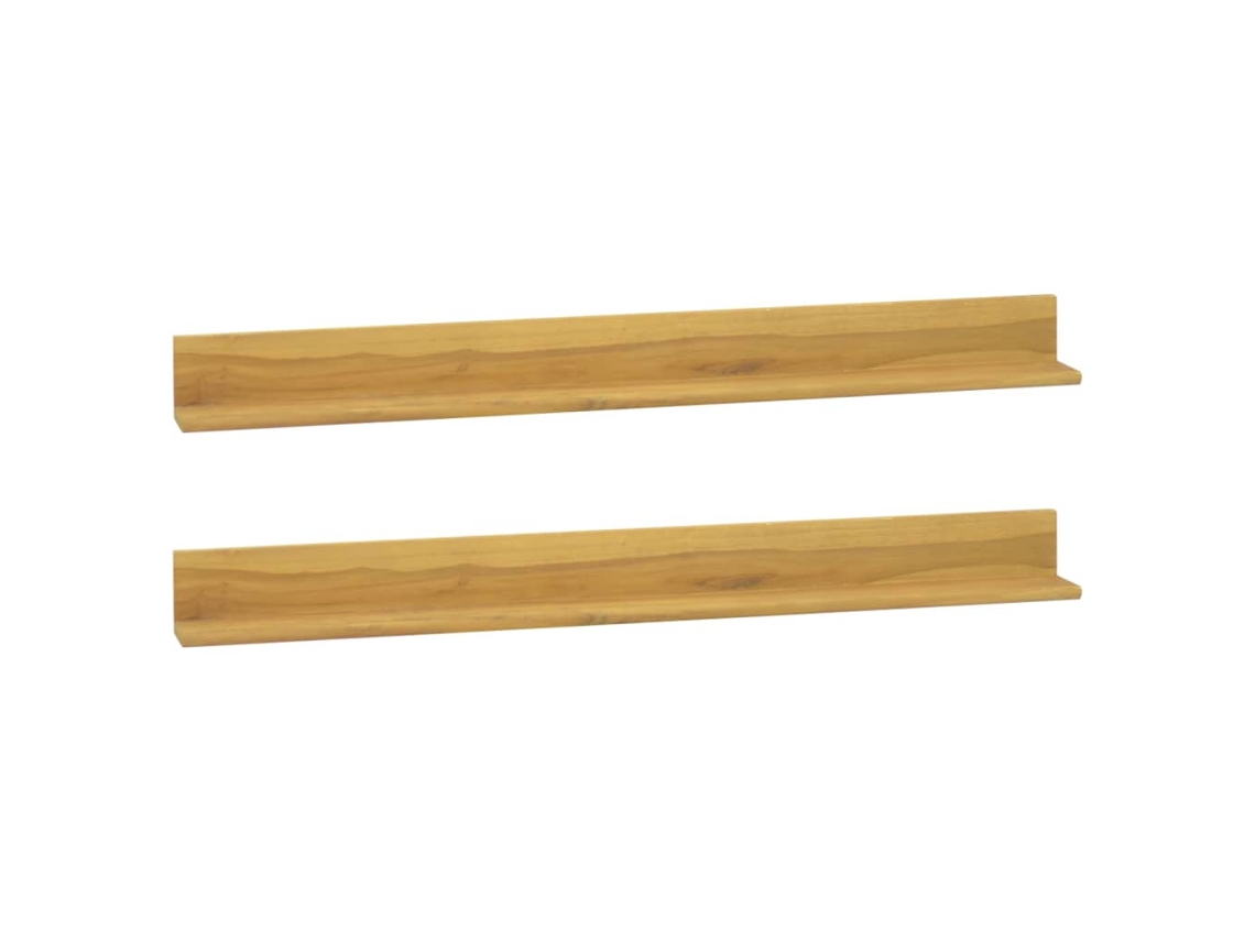 Vidaxl Prateleiras De Parede 2 Pcs 110x10x10 Cm Madeira De Teca Maciça