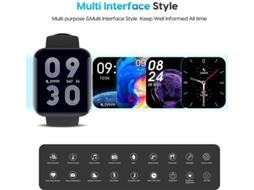Smartwatch Connected Watch de 1,7 polegadas com pedômetro, calorias, sono, tela colorida, para homens e mulheres, iPhone e Android (preto)