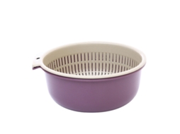 Conjunto de Tigela e Peneira de Cozinha de Camadas Duplas de Plástico para lavar frutas e legumes S/MARCA