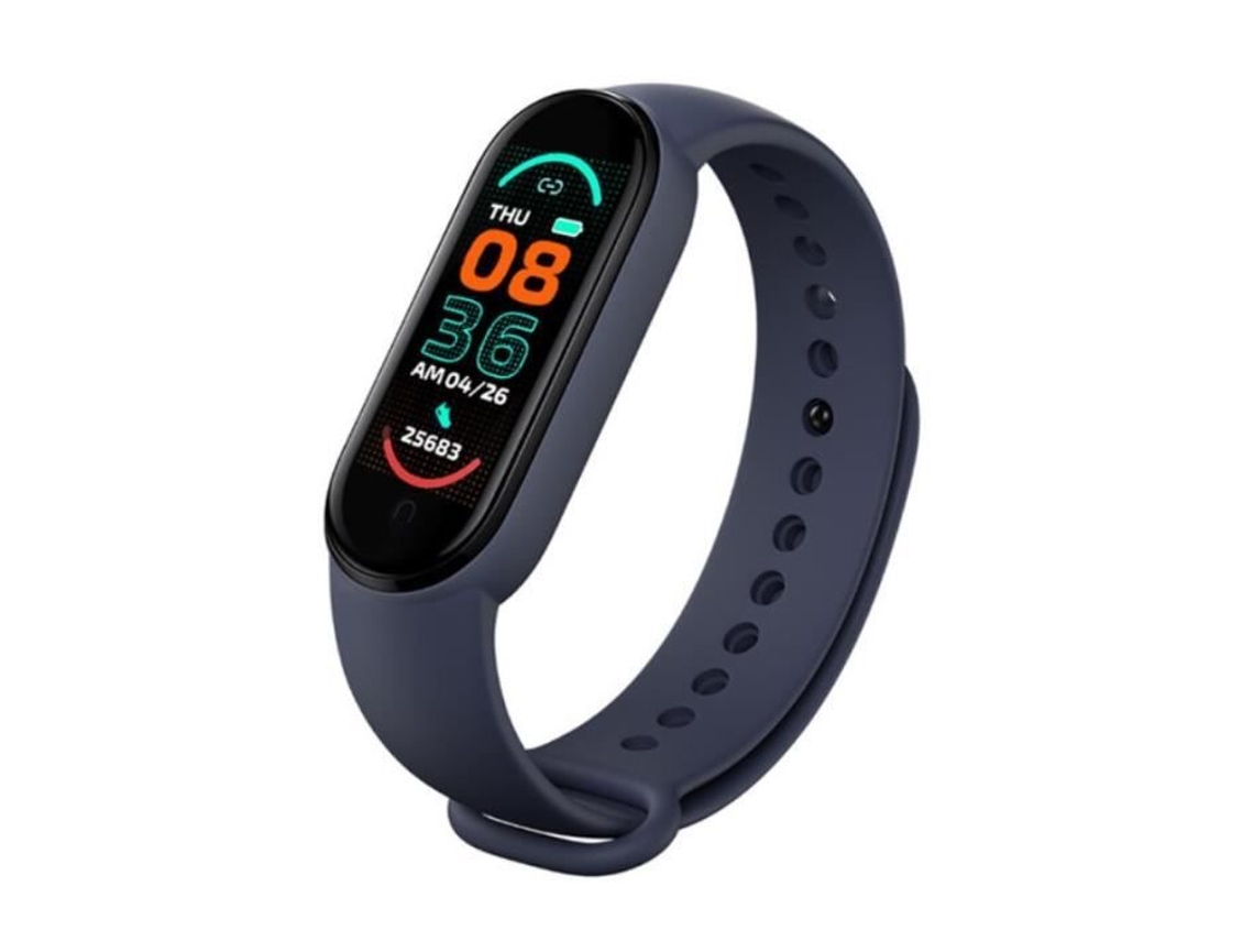 Relógio Inteligente M6 Rastreador de Fitness Monitor de Frequência Cardíaca e Pressão Arterial Azul À Prova D'Água -Bh1011