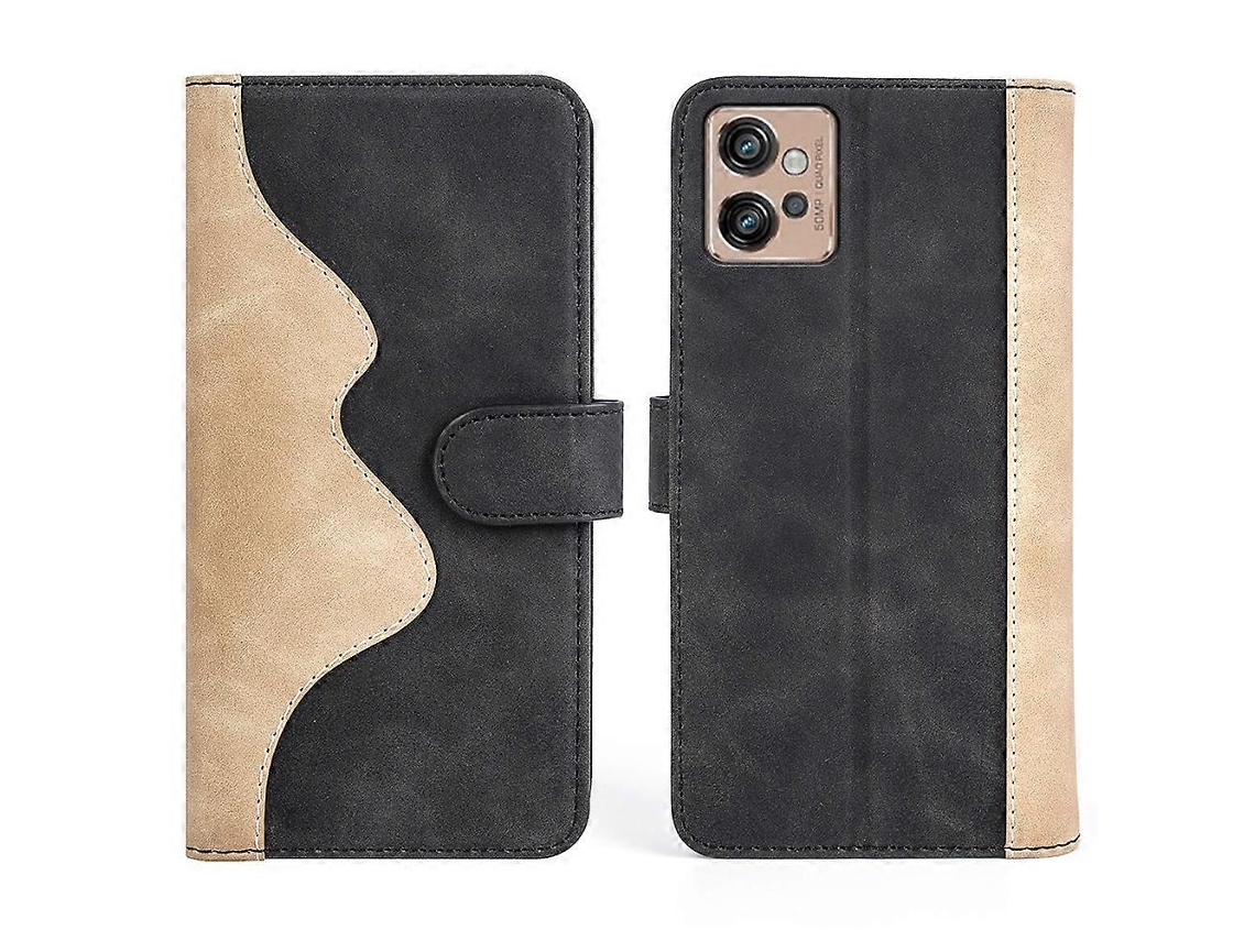 Capa De Couro Com Costura Horizontal Para Motorola Moto G32