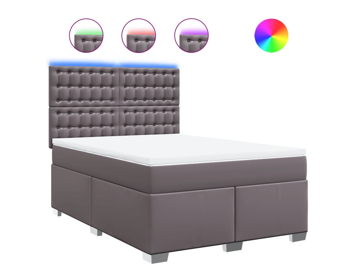 Cama com Molas Couro Artificial Cinzento MAISON EXCLUSIVE 140x200 cm