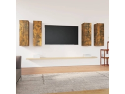 Vidaxl Móveis De Tv 4 Pcs 30,5x30x90 Cm Madeira Cor Carvalho Fumado