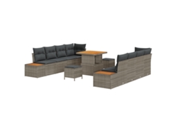 Conjunto 11 Conjunto De Sofá De Jardim Vidaxl Cinzento-claro Vime Pe (80 X 80 X 71 Cm)