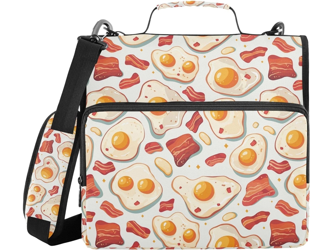 Massa Com Design Animado, Feita Com Ovo Frito E Bacon, Alça, Sacos Diversos, 3, 8cm 1, 5 Polegadas, 3 Selos, Portfólio