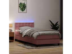 Vidaxl Cama Box Spring C/ Colchão E Led Rosa 90x210 Cm Veludo