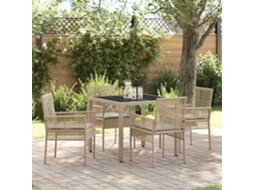Vidaxl Conjunto De Jantar Para Jardim 5 Unid. Bege Vime Pe