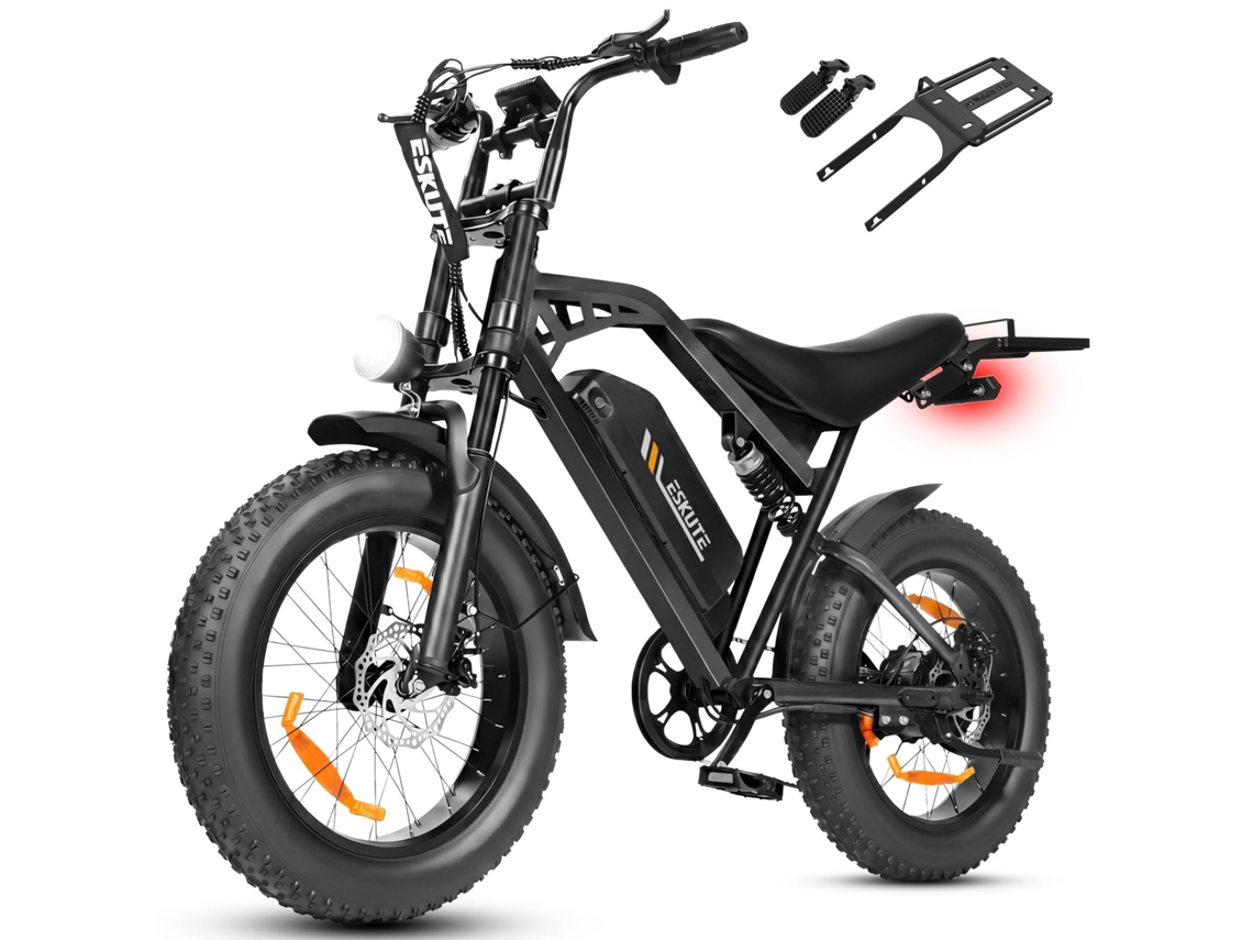 Moto Elétrica - ESKUTE V202 - 250w 48v20.8ah 20x4 Travões Mecânicos Acessórios Preto