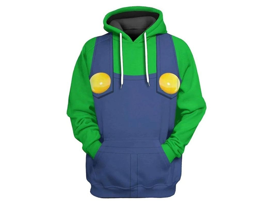 Moletom Com Capuz Unissex Adulto Mario Luigi Peach Bowser Donkey Kong Filme Super Brothers Cosplay Luigi