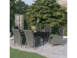 Vidaxl 7 Pcs Conjunto De Jantar Para Jardim Cinzento-claro