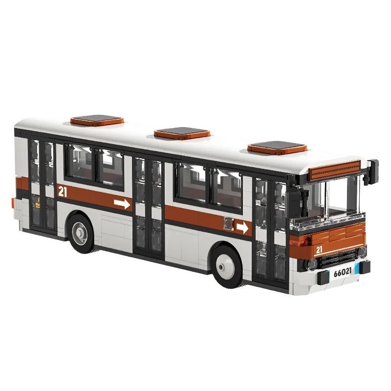Conjunto De Blocos De Montar Para Modelo De Veículo Urbano (ônibus Urbano Retrô)