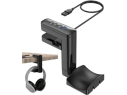 Suporte De Mesa Para Fones Ouvido Generico Com Giro 360°, Gancho Para Embaixo Da Mesa, Para Fones De Ouvido Com Portas