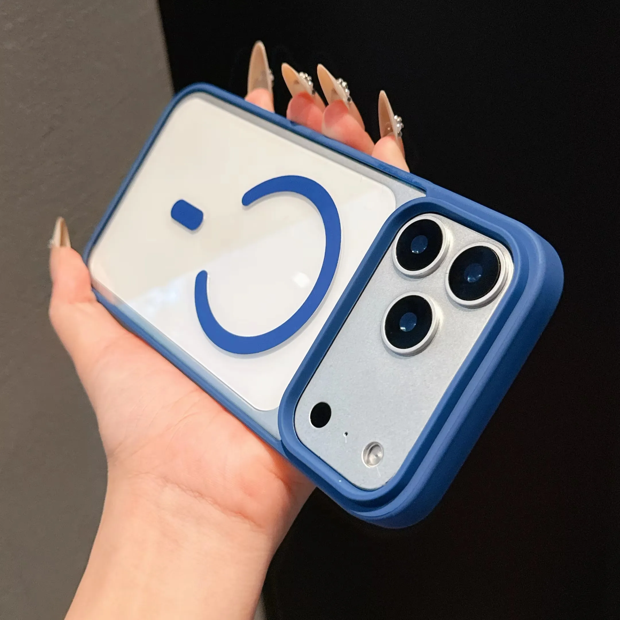 Capa Protetora Magsafe (azul Escuro Para Iphone 13 Pro Max), Capa Traseira Em Acrílico.