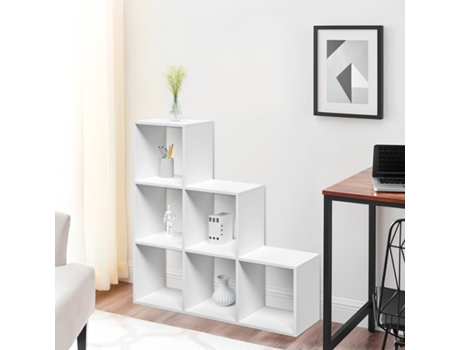 Prateleira de parede branca moderna em design de escada com prateleiras em forma de cubo Ika 1 Prospero