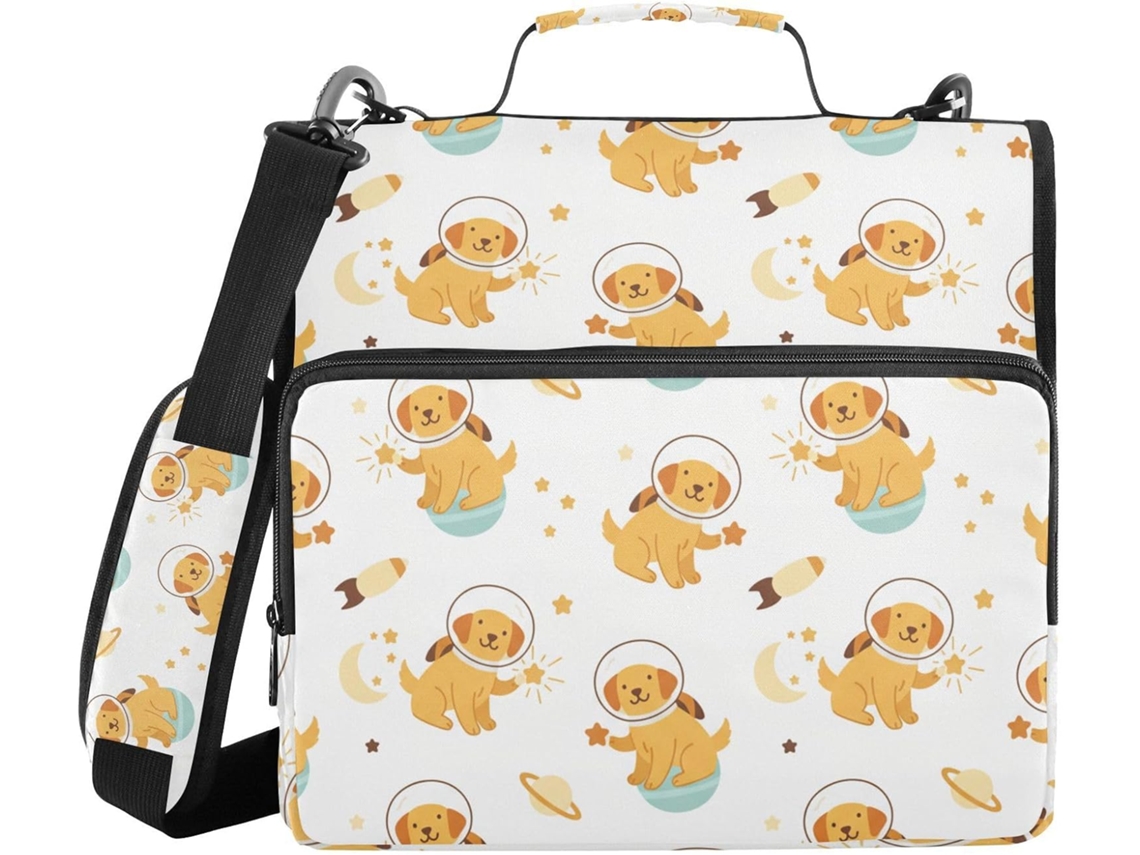 Pasta com 3 argolas e marcador de data, estampa de Gold Retriever, fácil de transportar e organizador de documentos, ideal para...