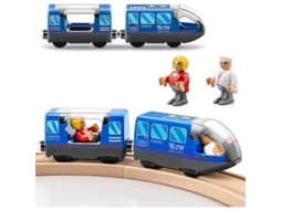 Trem Elétrico com Bateria Compatível com Trilhos de Madeira Thomas, Brio e Chuggington (azul)