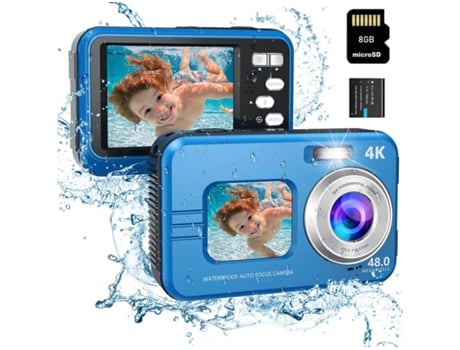 Câmara Digital Do Esporte VIGA EUROPE Wdc901 Waterproof 3.5M 4K 48Mp com Foco Automático Zoom 16X 2 8 Polegadas 8G- Azul