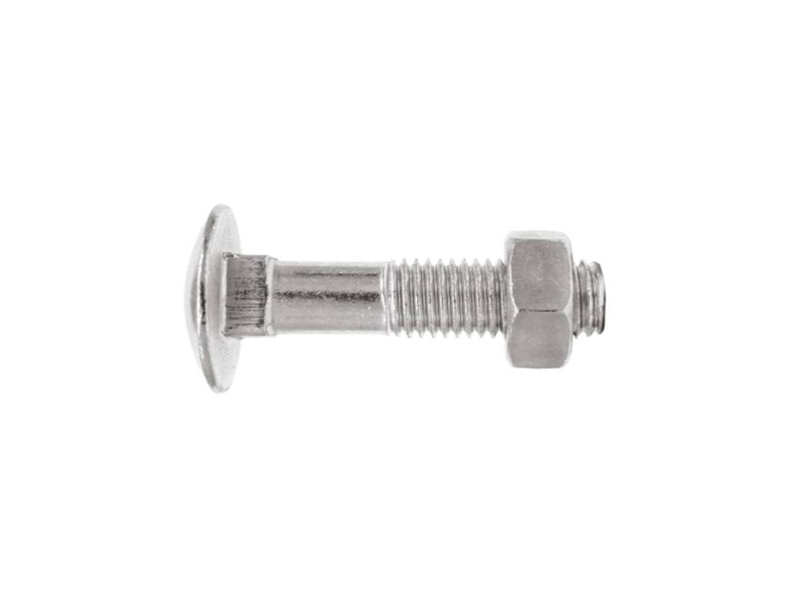 Parafuso De Cabeça Redonda Pescoço Quadrado E Porca Sextavada 603/934 Zincado 30un