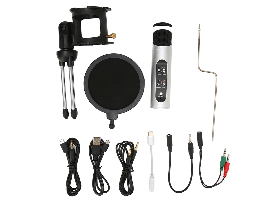 Suporte para microfone com bateria para gravação em computador EOOCOO