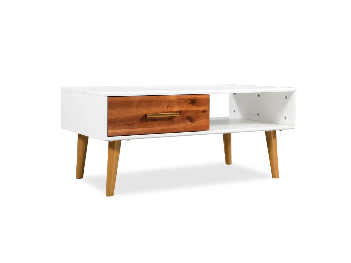 Vidaxl Mesa De Centro Em Madeira De Acácia Maciça 90x50x40 Cm