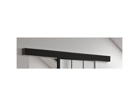 Kit Porta Deslizante Optimum Trilho Atelier H204 X L83 X P4 Cm Preto Vidro Fosco