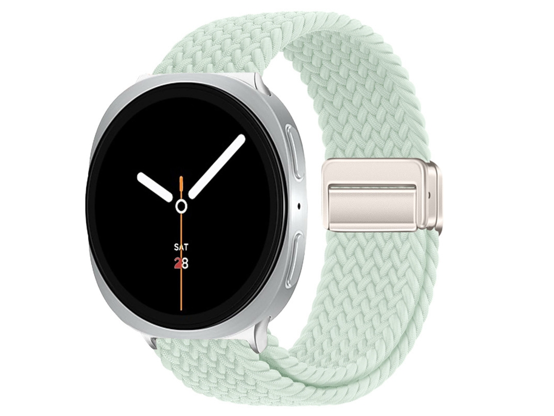 Pulseira de nylon com fecho magnético para Samsung Galaxy Watch8 Classic, verde menta claro, pulseira esportiva elástica.