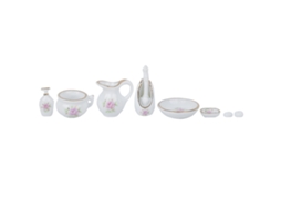 Ats 8 Peças de Acessórios de Móveis em Miniatura Diy para Casa de Boneca 1:12 Porcelana Banheiro Rosa