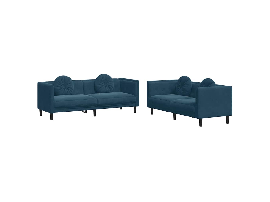 Maison Exclusive - 2 Pcs Conjunto De Sofás Com Almofadas Veludo Azul