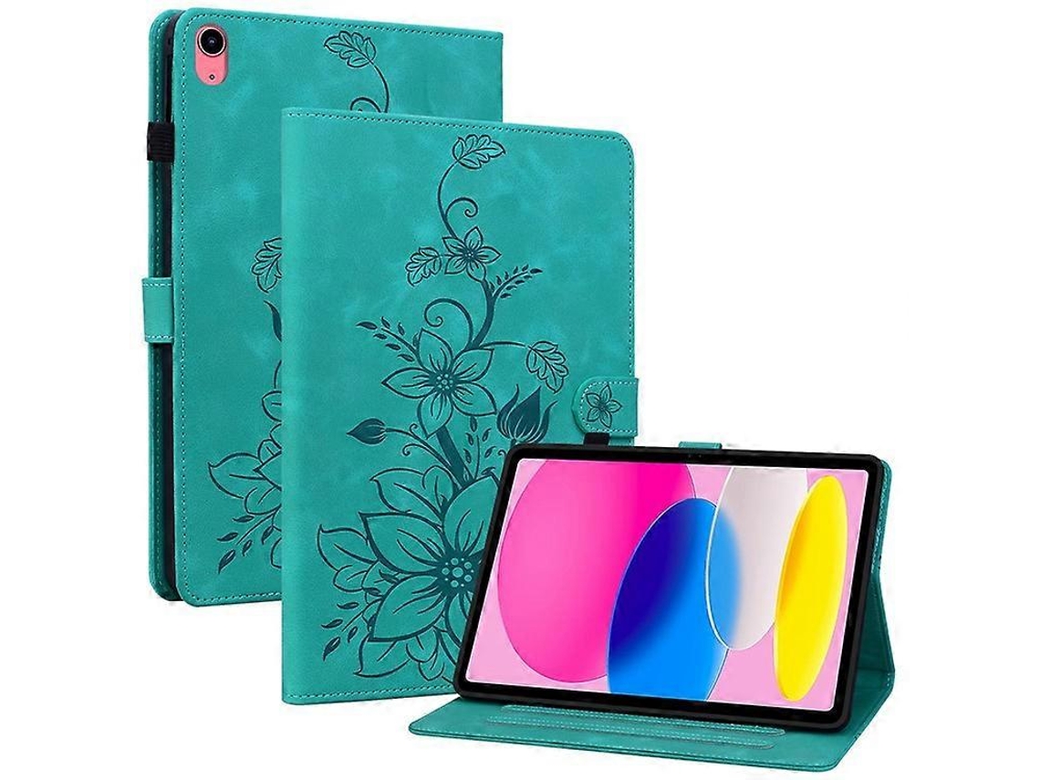 Capa Protetora De Couro Resistente A Quedas, Compatível Com Ipad 10.9 (2022), Com Suporte E Estampa De Lírio.