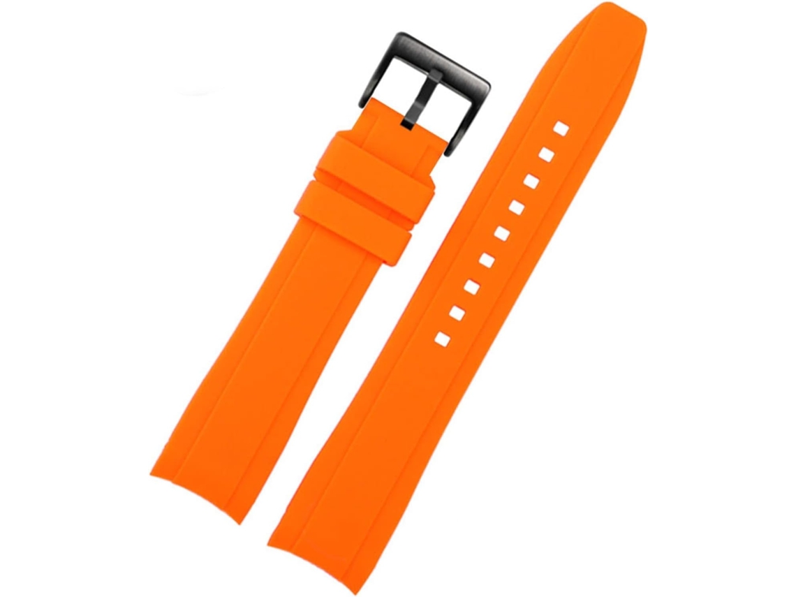 Pulseira de couro com 24 Mm Confortável Água Resistente Fivela Aço Inoxidável S/MARCA