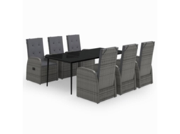 Maison Exclusive - 7 Pcs Conjunto De Jantar Para Jardim Com Almofadões Cinza