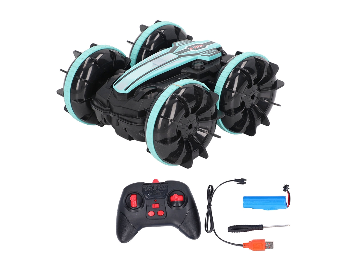 Bj-boat RC Stunt Car 2.4ghz 4wd Brinquedo Anfíbio com Controle Remoto de Dupla Face para Crianças a partir de 8 Anos - Verde