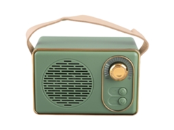 Rebe-Retro Caixa de Som Portátil Sem Fio Vintage Pequena com Som Nítido para Casa, Viagens e Atividades ao Ar Livre (Verde)