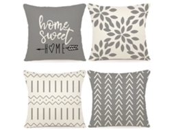 Conjunto De 4 Capas De Almofada Decorativas, Cinza, 45 X 45 Cm