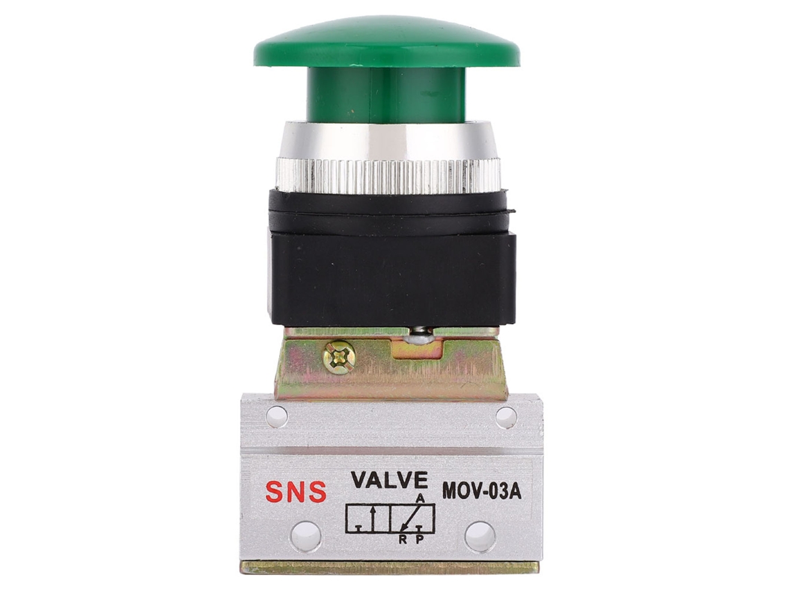 Válvula Mecânica Pneumática 2 Posições 3 Vias G1/8 Botão Mov-03a