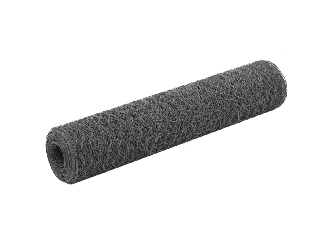 Vidaxl Cerca Arame Galinheiro 25x0,75m Aço C/revestimento Pvc Cinzento