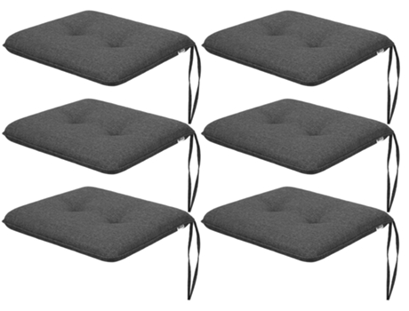 Almofada de Cadeira para Sala de Estar Cozinha Sala de Jantar Ou Jardim para Uso Interno e Externo 6 Peças 50X63Cm Dupla Face Grafite SALES CORE