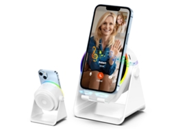Caixa De Som Com Carregamento Sem Fio, Suporte Para Celular, Som Estéreo E Iluminação Rgb, Suporte Giratório 360° Para Dispositivos Móveis, Perfeita P