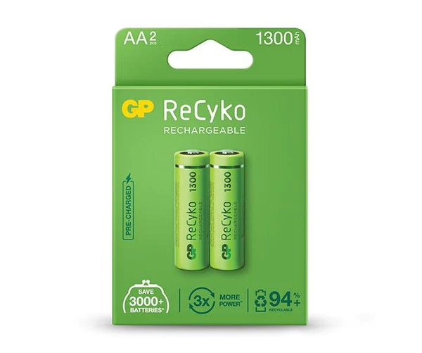 Pack de 2 Pilhas Recarregável 1300Mah Aa 1.2V Pre-carregadas Gp Baterias