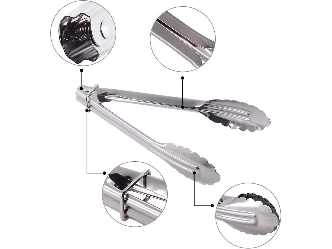 Pinças De Cozinha Em Aço Inoxidável, Conjunto Com 3 Unidades De 9 Polegadas, Para Grelhados E Servir