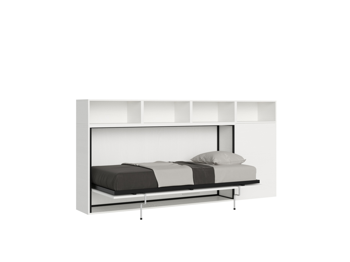 Cama de Solteiro Kando Cinza Composição ITAMOBY Branco (220x100x100cm)