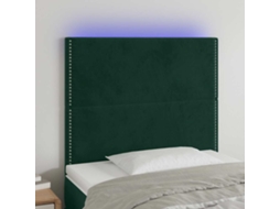 Vidaxl Cabeceira De Cama C/ Led Veludo 90x5x118/128 Cm Verde-escuro