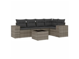 Conjunto de 6 Sofás de Jardim com Almofadões Vime Cinzento MAISON EXCLUSIVE (80x200 cm)